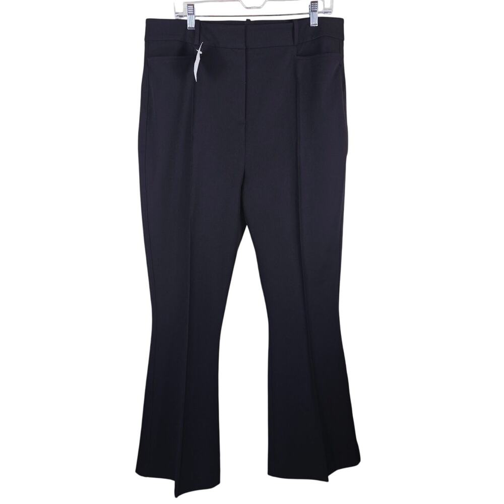 Reiss Dylan Black Flared High Rise Trousers Women's 14 NWT MSRP $225